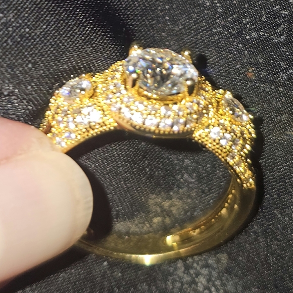 Certified 1.2 CT Moissanite Engagement Ring Gold Plated Sterling Silver | Size 9 - Picture 4 of 13